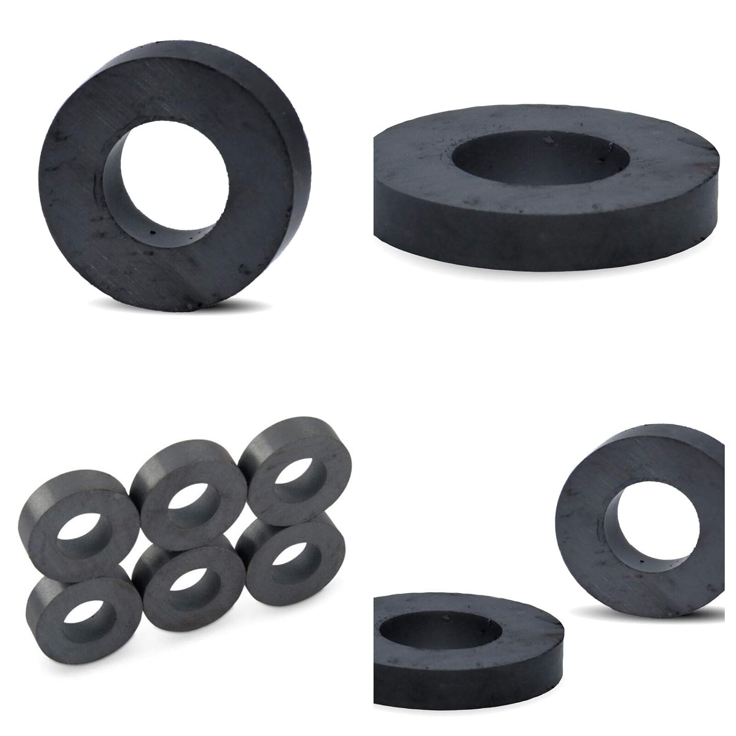Imanes de ferrita, 20 x 10 x 5 mm, 10 unidades, anillo magnético fuerte con agujero, color negro, cerámica, sin revestimiento, para bricolaje, taller, hobby y hogar