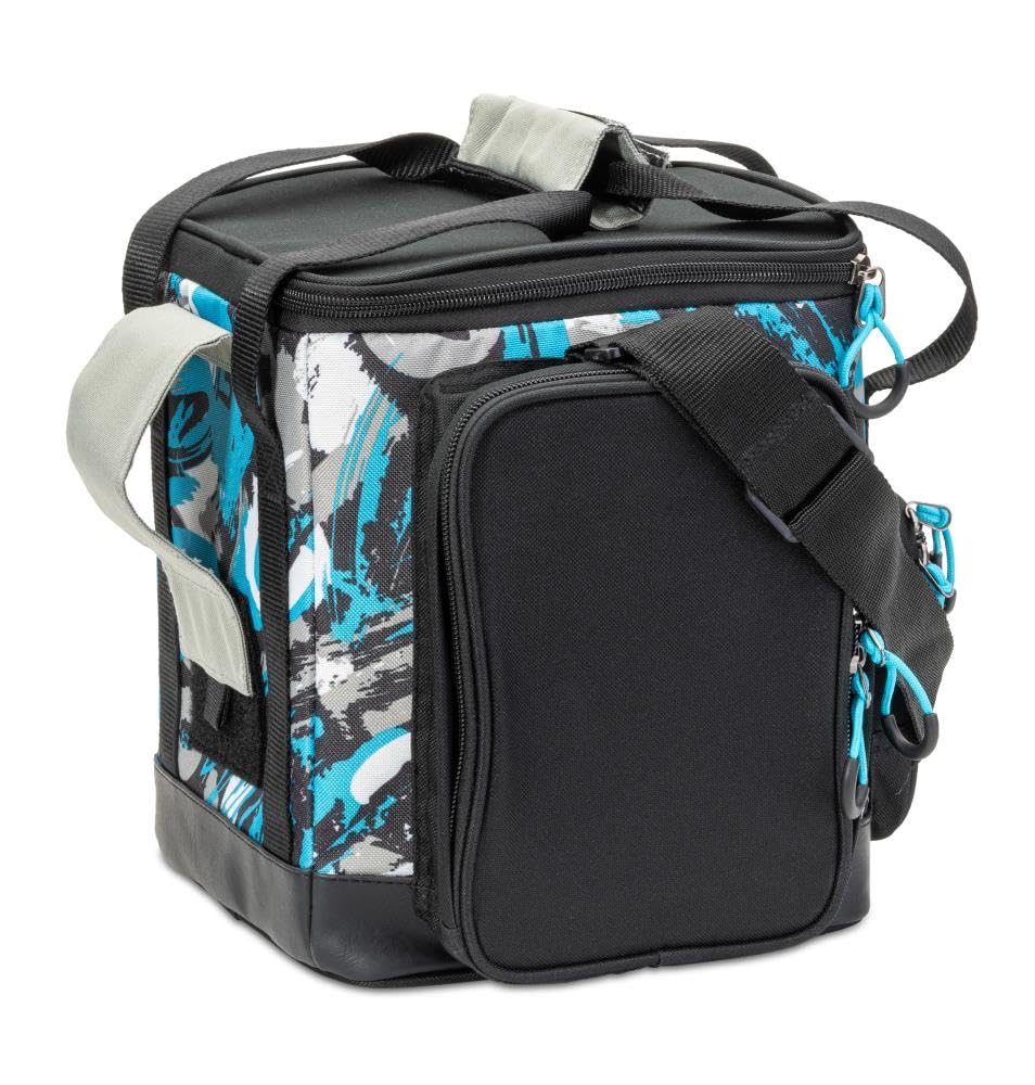 Sea Tackle Tasche XL - Angeltasche mit 19 Kunststoffhülsen, 2 Seitentaschen mit Boxen, Pilkertasche, Angeltasche, Zubehörtasche, Ködertasche