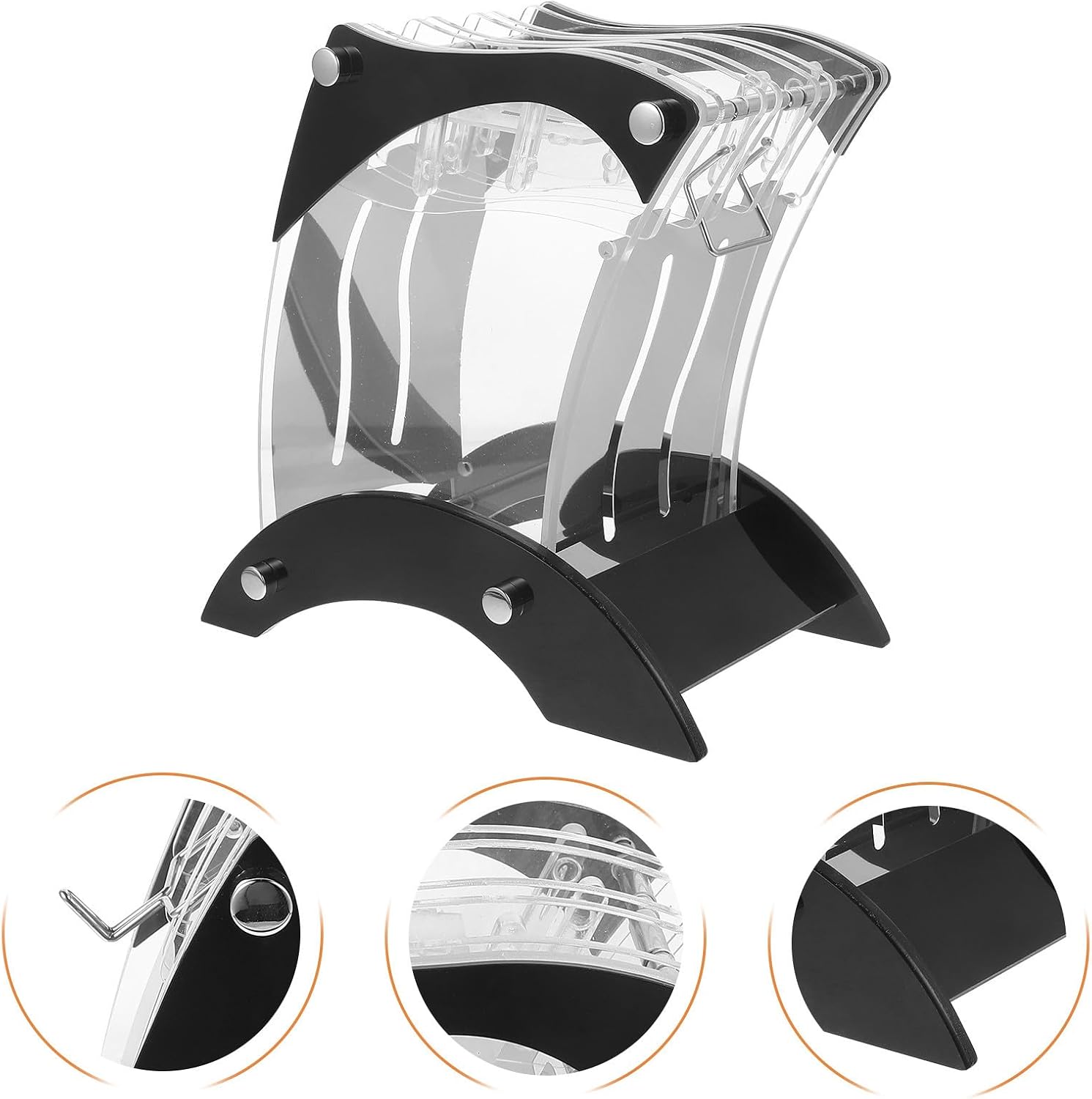 Black Acrylic Knife Block Storage Holder Rack Detachable Design