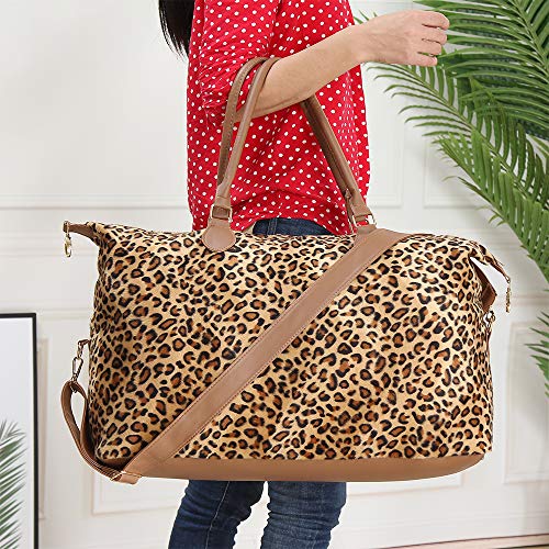 Leopard Weekender Bag Travel Duffle Bag For Women Large Cheetah Tote Shoulder Bag With Shoulder Strap