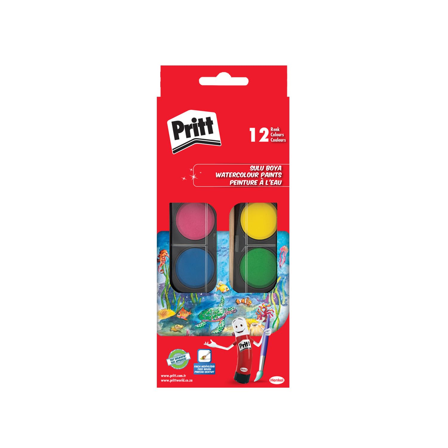 Pritt 12' li Suluboya - Büyük Tablet + Fırça Hediyeli