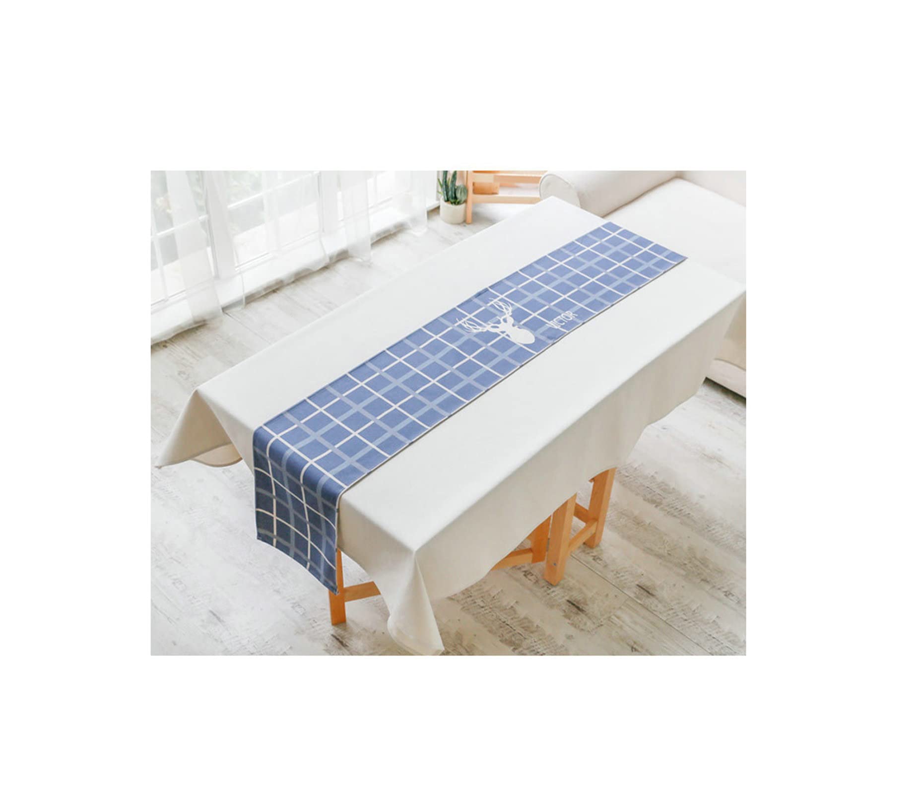 Chemin de table en polyester de qualité supérieure au motif de cerf de Noël ciselé
