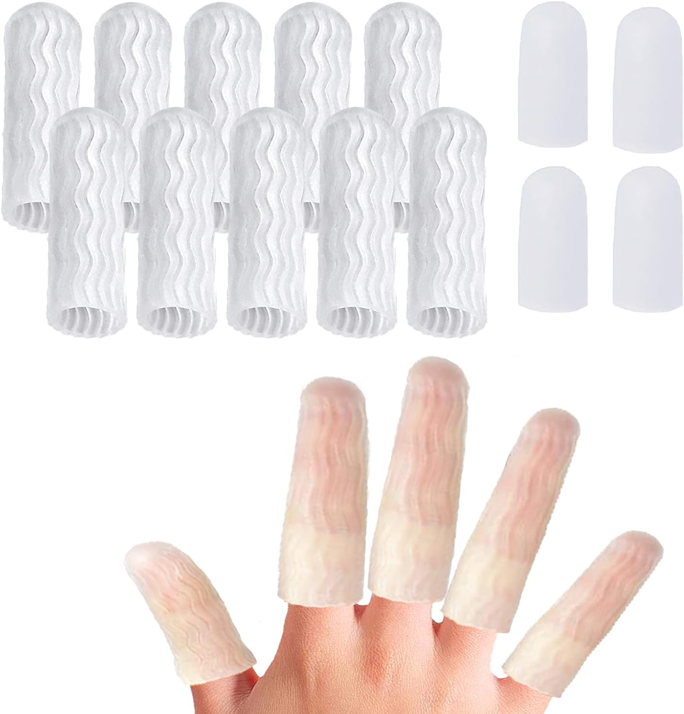 Reppkyh 14 Pcs Silicone Finger Protectors, Gel Finger Support, Finger
