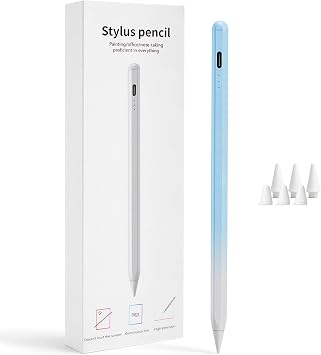 Stylus Pen for iPad 2018-2026, 2X Fast Charge Active Pencil with Tilt Sensitivity & Palm Rejection, iPad 11/10/9/8/7/6/A16, Air M4/M3/M2, Pro M5/M4, Mini 7/6/5 Blue