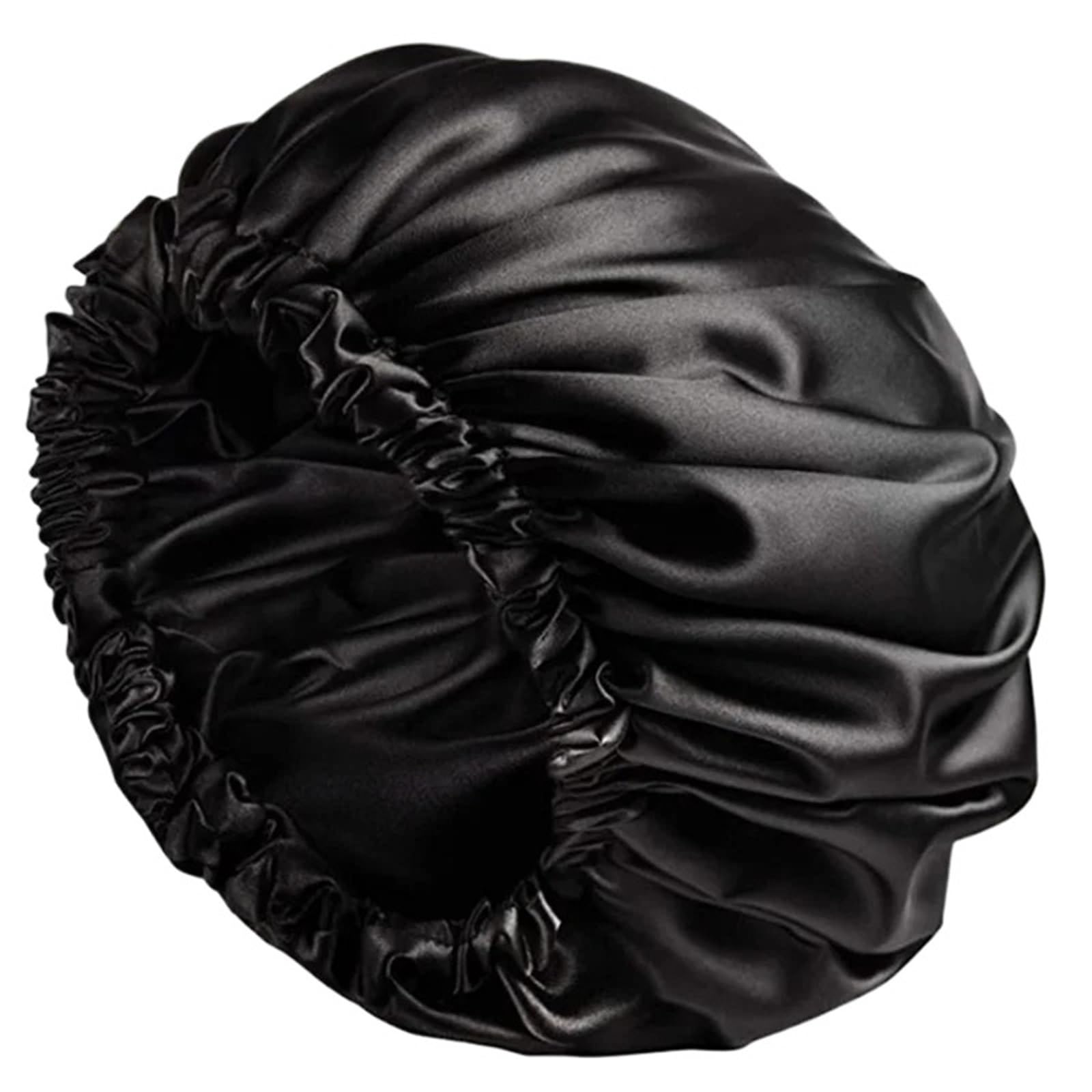 Seiden-Schlafhaube Seidenschlafmütze for Damen, doppellagig, Schlafmütze, Haarwickel, elastisches Kopftuch for alle Haare(Beige)