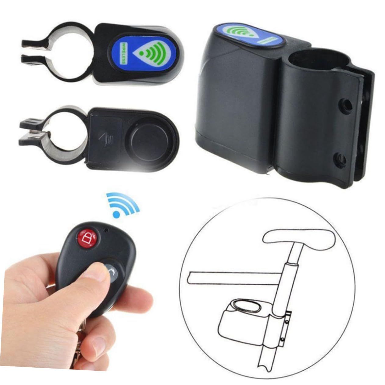 TENDYCOCO Black Color Motorcycle Motion Sensor Noire Alarm Bike Alarm Cycling Accessories Alarm for Scooter Alarm Lock Bicycle Lock Bike Lock Anti-