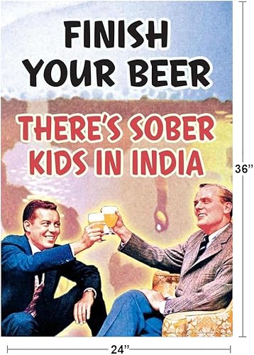 Miniatura 6 de Finish Your Beer Theres Sober Kids in India Humor Retro 1950s 1960s Sassy Joke Funny Quote Ironic Campy Ephemera Cool Wall Decor Póster de 12 x 18