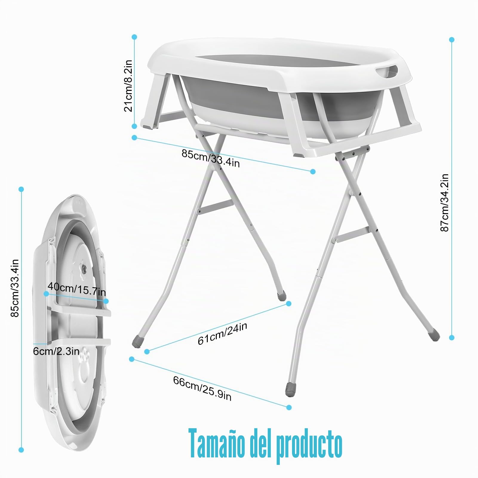 Estación de baño elevada plegable para mascotas, bañera elevada portátil para perros y gatos pequeños con manguera de drenaje y estante de almacenamiento, bañera de plástico de tamaño