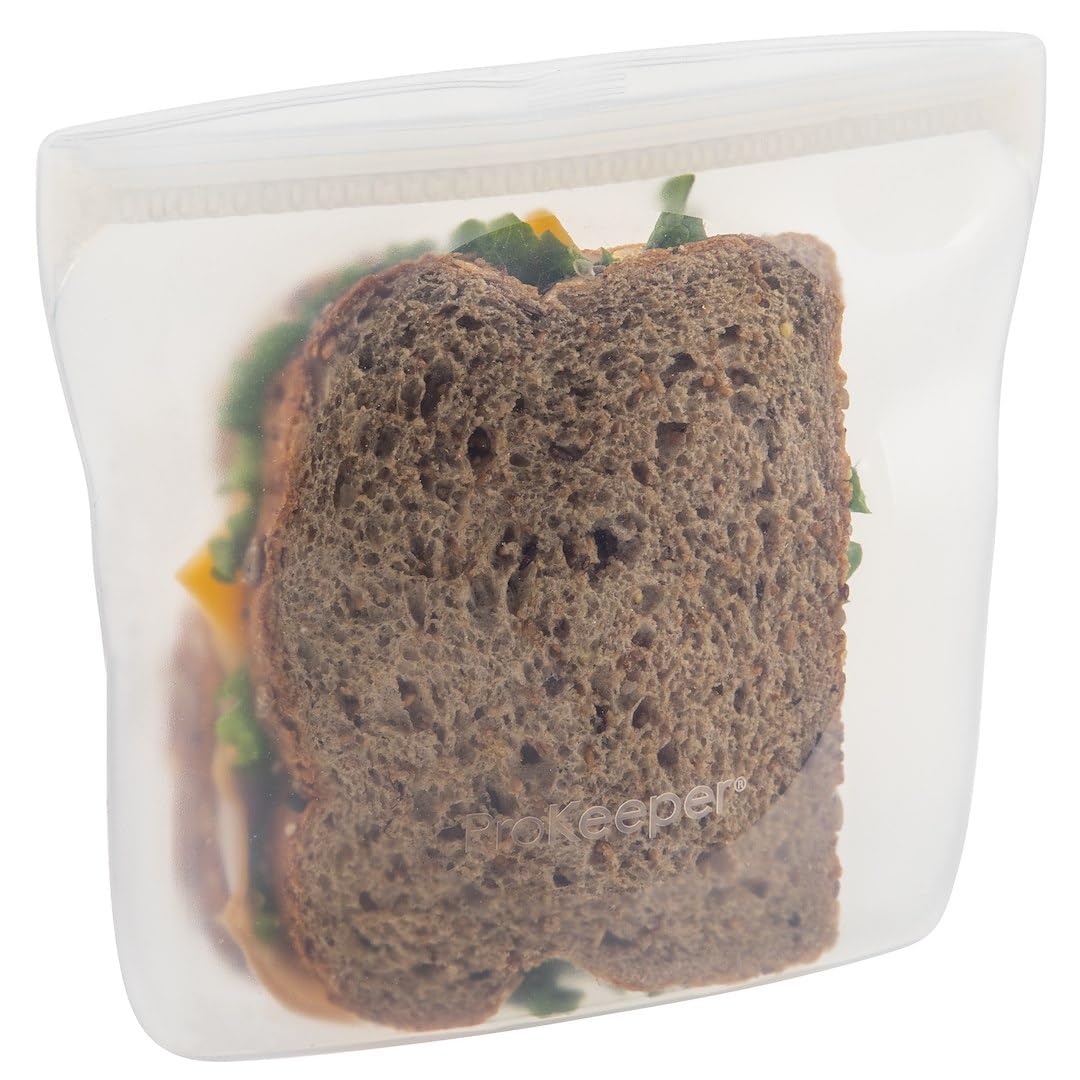ProKeeper Large 3-Cup Reusable Silicone Sandwich Bag, 100% Silicone, Clear for Food Storage