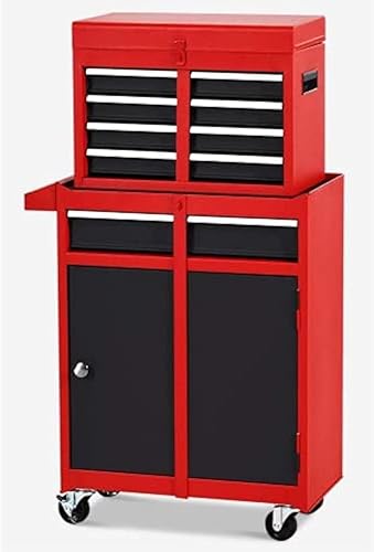 GRAFFY - Caja de herramientas con 5 cajones, caja de herramientas con gabinete de almacenamiento extraíble, organizador de caja de herramientas con