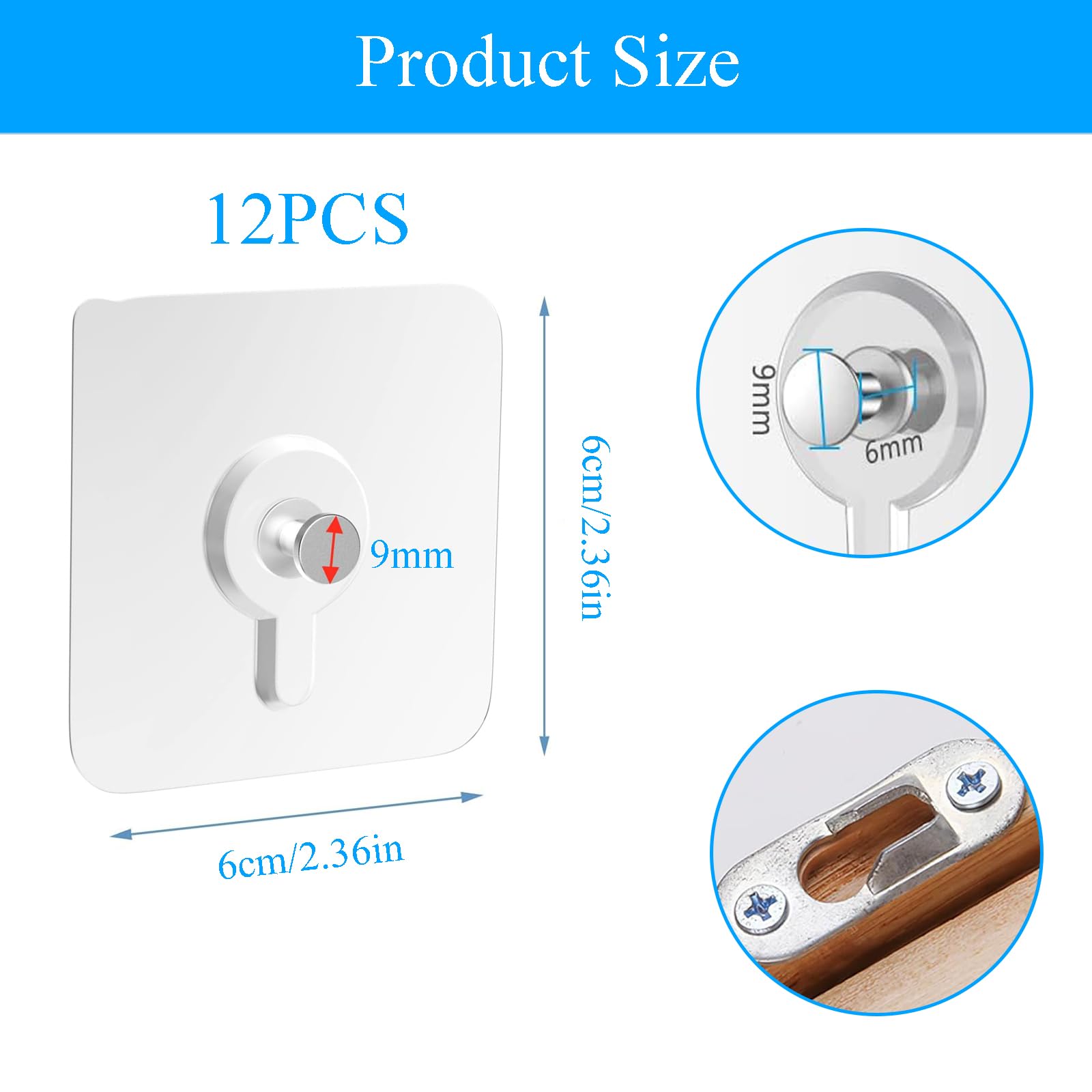 Kit 12 Ganci Adesivi Per Pareti - Appendi Quadri Senza Forare Con Adesivo Forte - Foto 2