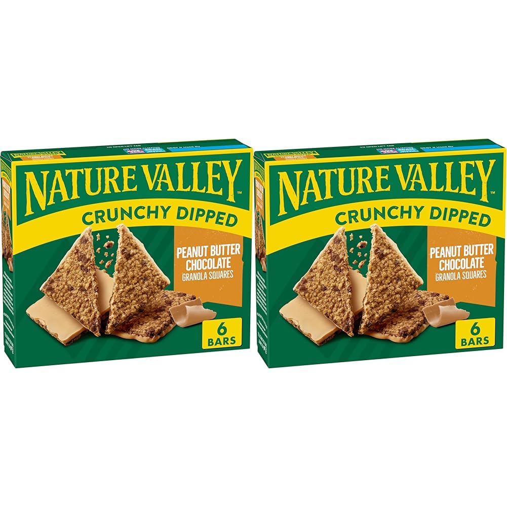 Photo 1 of exp date 05/2024--2pack Nature Valley Crunchy Dipped Granola Squares, Peanut Butter Chocolate, 6 ct (Pack of 2) Peanut Butter Chocolate 6 Count (Pack of 2)