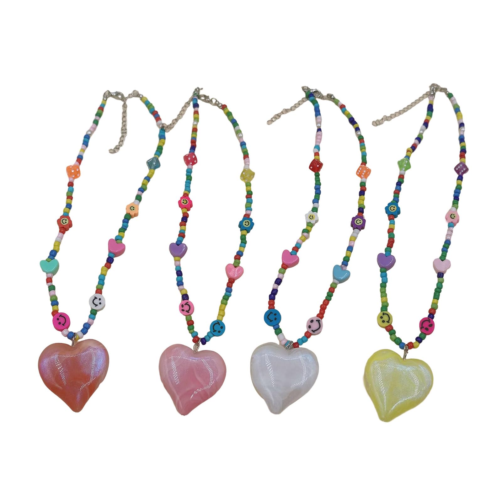 TOVABA Collana Donna Con Perline Multicolore E Ciondolo Cuore Oro - Stile Boho