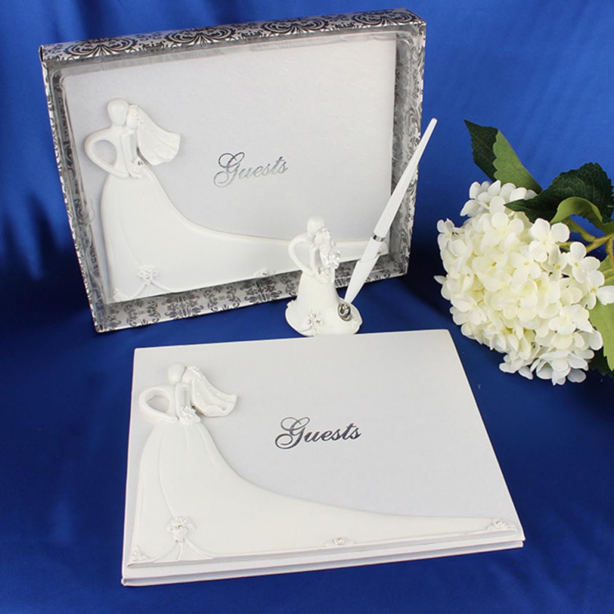ibasenice Libro de Visitas Estilo Vintage y Romántico Papel Blanco Libro de Mensajes para Novios para Ceremonia de Compromiso y Aniversarios