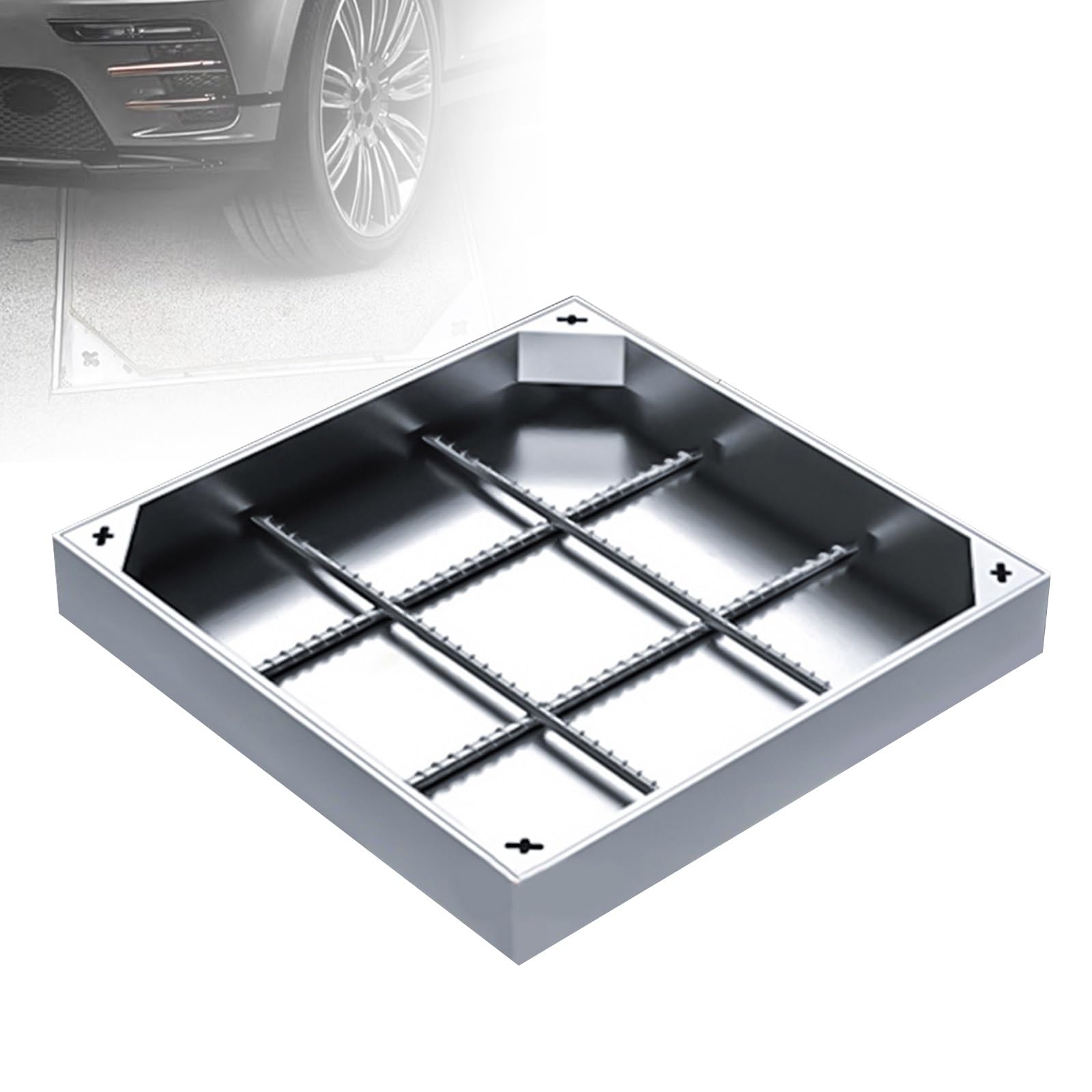 Couvercle de regard en acier inoxydable 304 robuste invisible pour cour et allée 50x50 cm