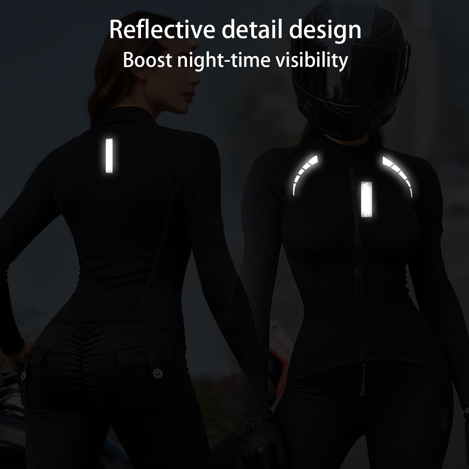 ARMAAN Maglia Protettiva Moto Donna Con Protezioni CE Omologate Strato Base Termico A Maniche Lunghe Riflettente Per Turismo In Moto Pendolarismo Ciclismo Attività Outdoor,Black-S