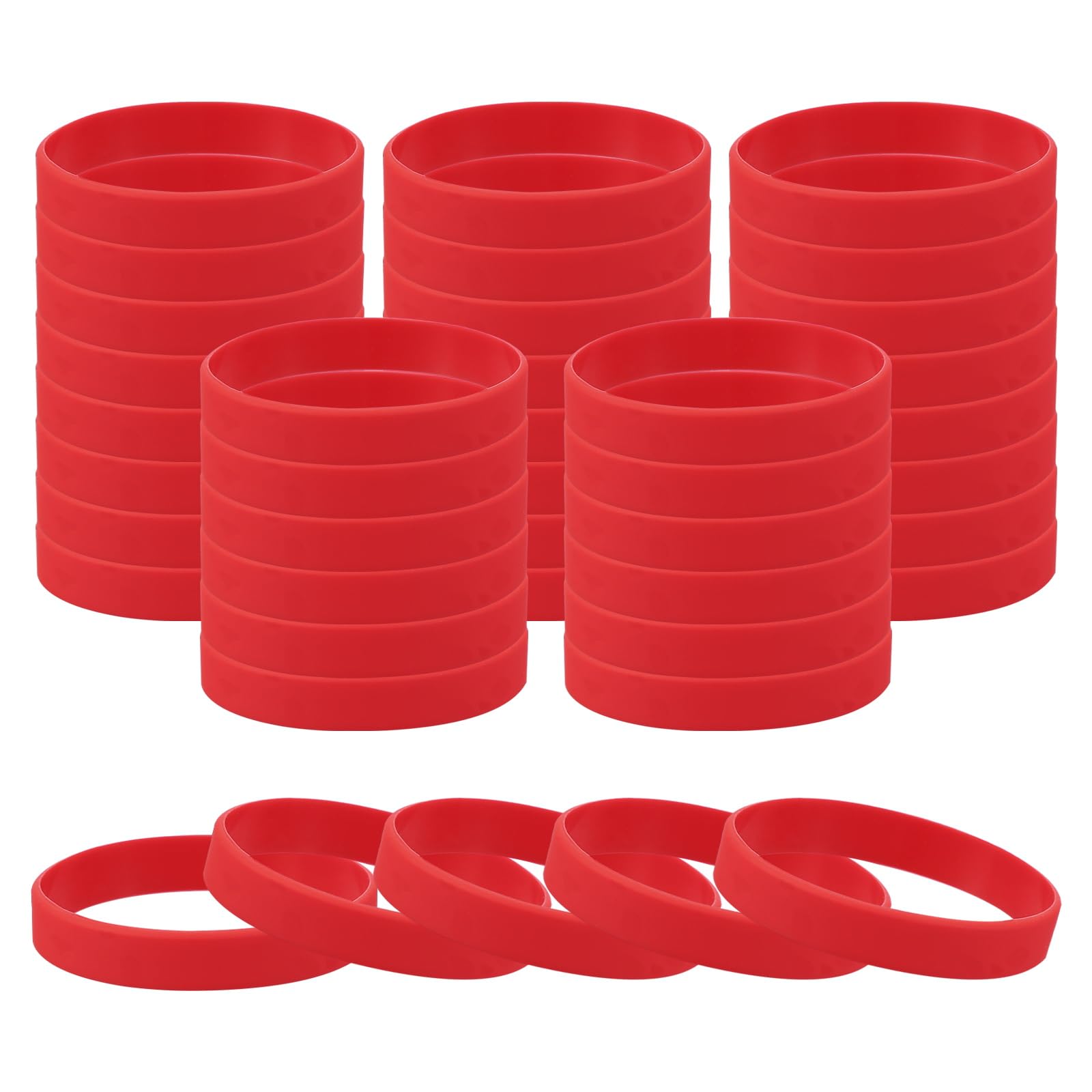 PATIKIL Rubber Bracelets, 60 Pcs Unisex Silicone Sports Wristbands for Sports Party Games Fashion Decorations Red โ image 1