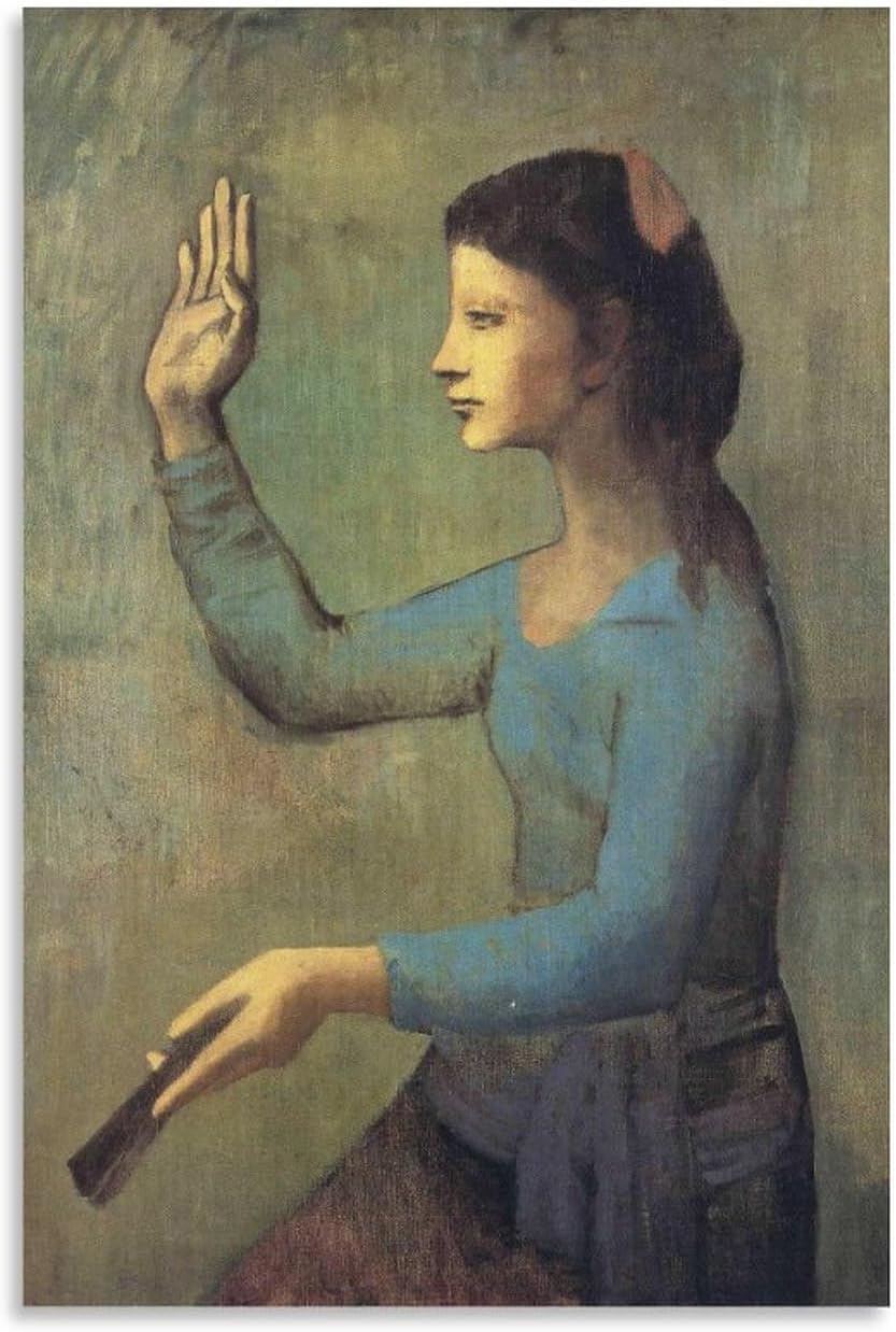 Rikin Liuff Woman with A Fan by Pablo Picasso Wall Art Picture Vintage Canvas Painting Pablo Picasso Poster and Prints for Office Decor 40x55cm Frameless