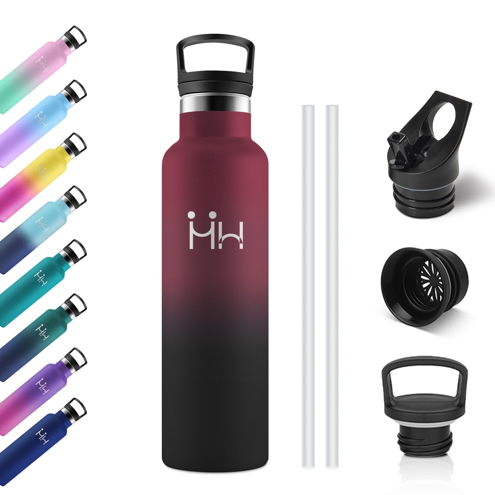 750ml Stainless Steel Water Bottle, Thermal Water Bottles with Straw, Reusable Thermal Bottle, Leak Proof, BPA Free, Thermos for Children, Office, Camping, Work, Travel, Gym