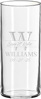 MyPersonalMemories Personalized Engraved Glass Flower Vase - Custom Wedding Centerpiece, Anniversary & Couples Gift