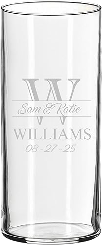 Jarrón de cristal personalizado para boda, regalo de compromiso para parejas grabadas personalizadas, aniversario, regalo de compromiso