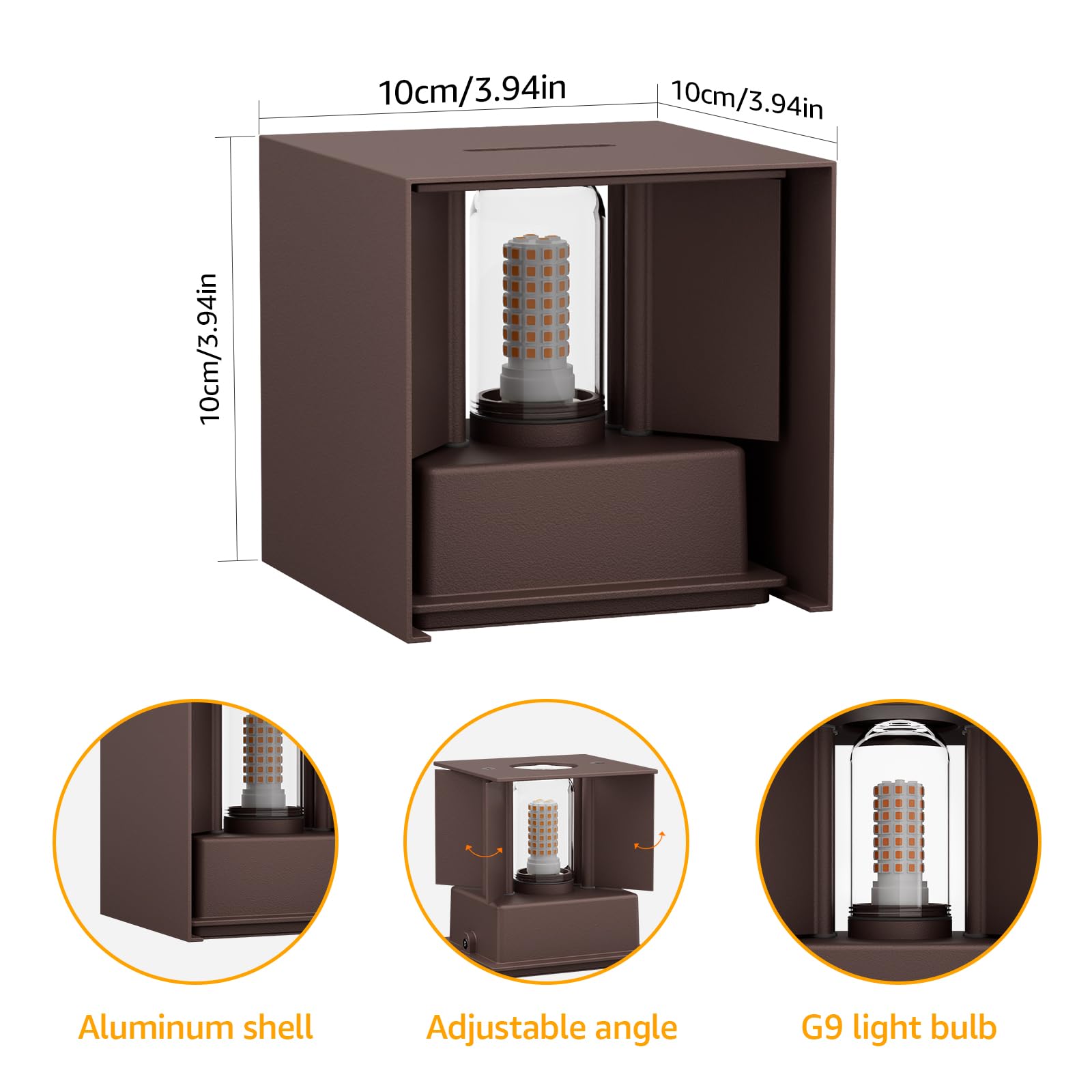 Klighten 2PCS Lampara de Pared Con G9 LED Bombillas Reemplazables Bronze