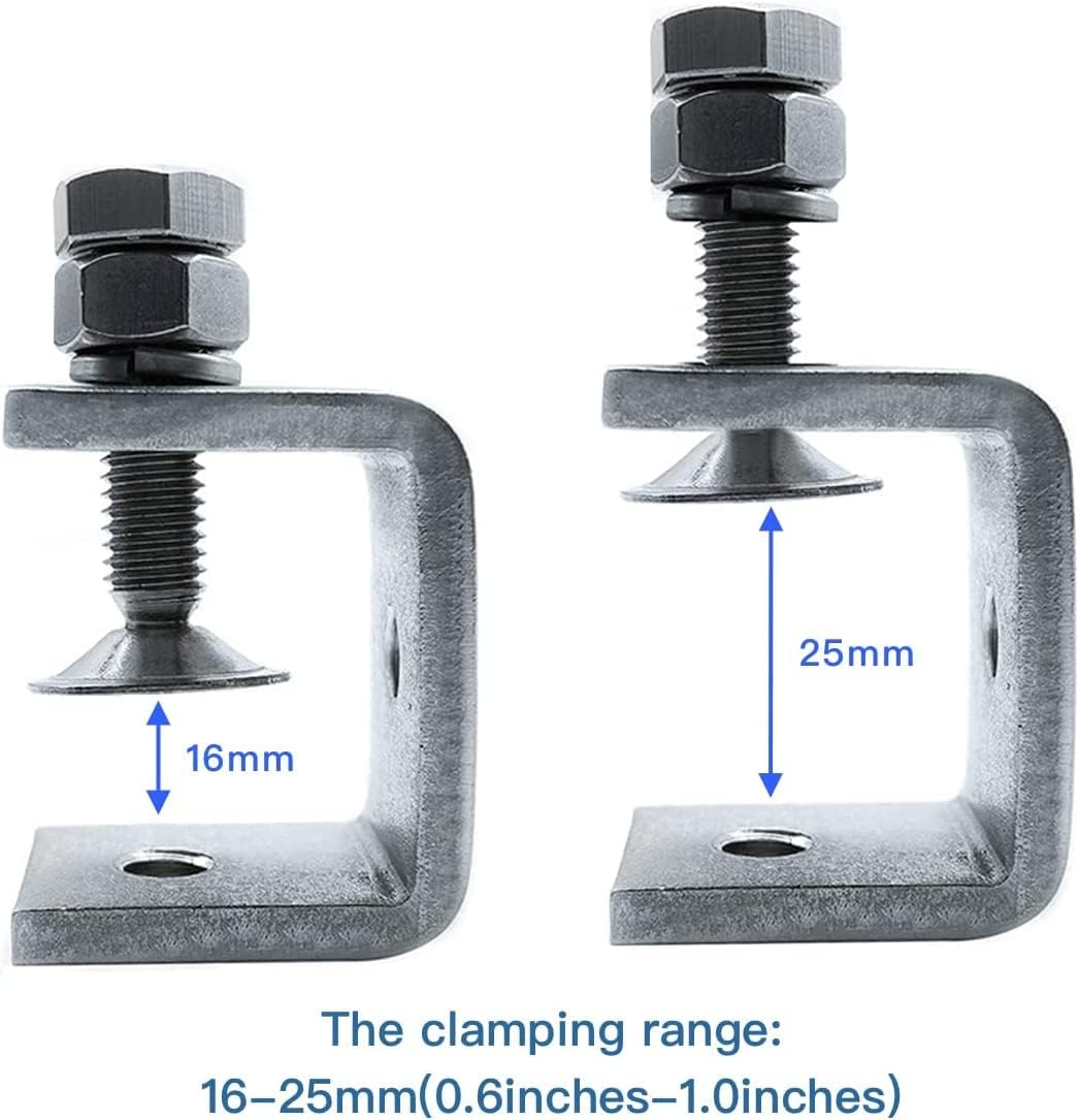 Stainless Steel C Clamps Mini 16-30Mm for Mounting, Heavy Duty Woodworking U Clamp Set Tiger Clamp Tools with Stable Wide Jaw Opening & Protective Pads for Welding/Carpenter(4Cs)