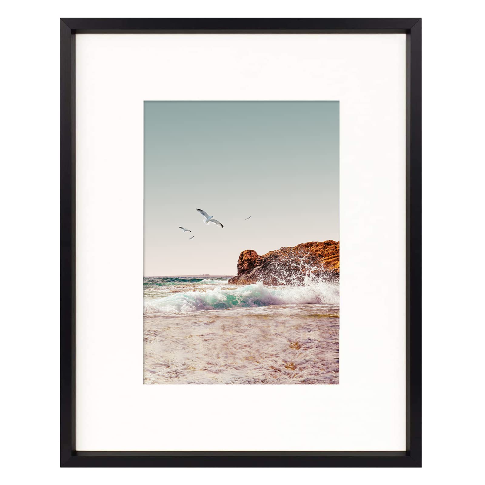 Frametory, 8x10 inches Aluminum Photo Frame for 5x7 inches Pictures with Mat or 8x10 Without, Real Glass, Wall or Tabletop Metal Picture Frame Collection (Black, 1 Pack)