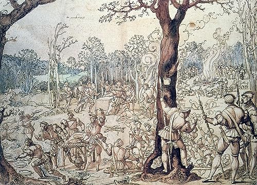 Peinture sur toile la partie de chasse Bernard Van Orley décoration chambre 60x90