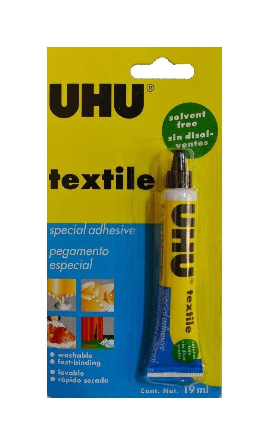 2X UHU textile solvent free fabric glue 19ml
