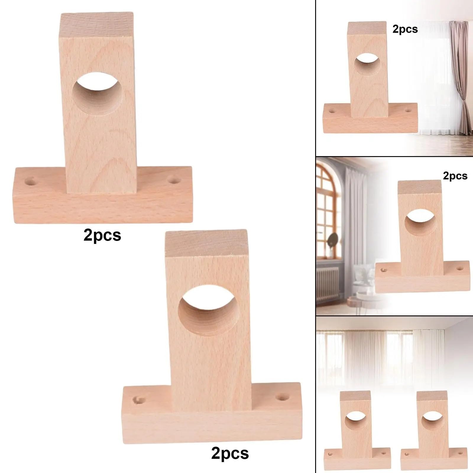 Support Tringle Rideaux 2X Embouts de Tringle à Rideau en Bois