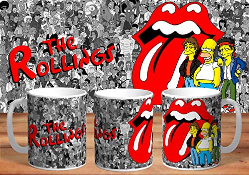 Mugtime (TM) - Stones Simpsons - Special Edition - Gift Mug Cup - Mick Jagger Keith Richards Guitars - Rock Music - Great Gift for Fans - Ceramic 330ml