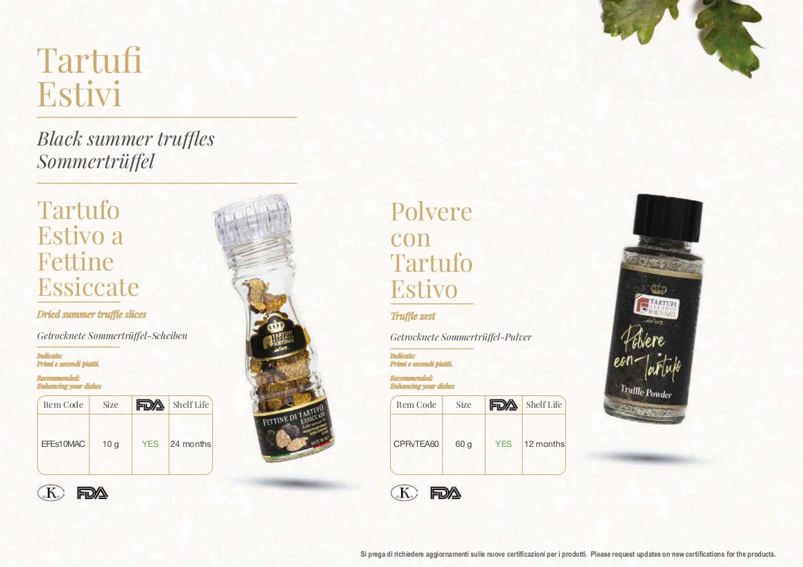Moulin à verre avec 10 grammes de truffe d'été en tranches séchées