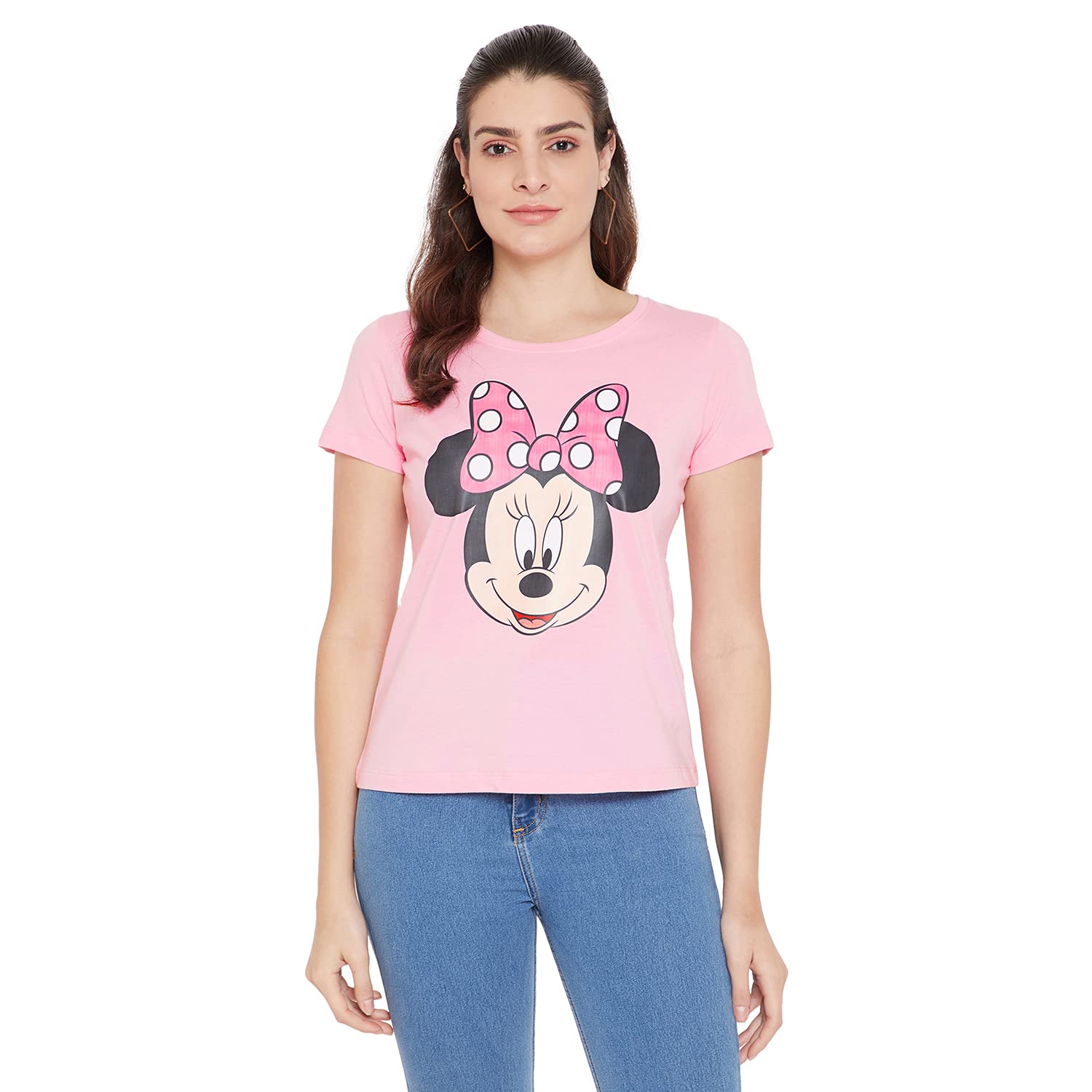 Mickey Mouse Family by Wear Your MindWomen Round Neck Short Sleeves T-Shirt