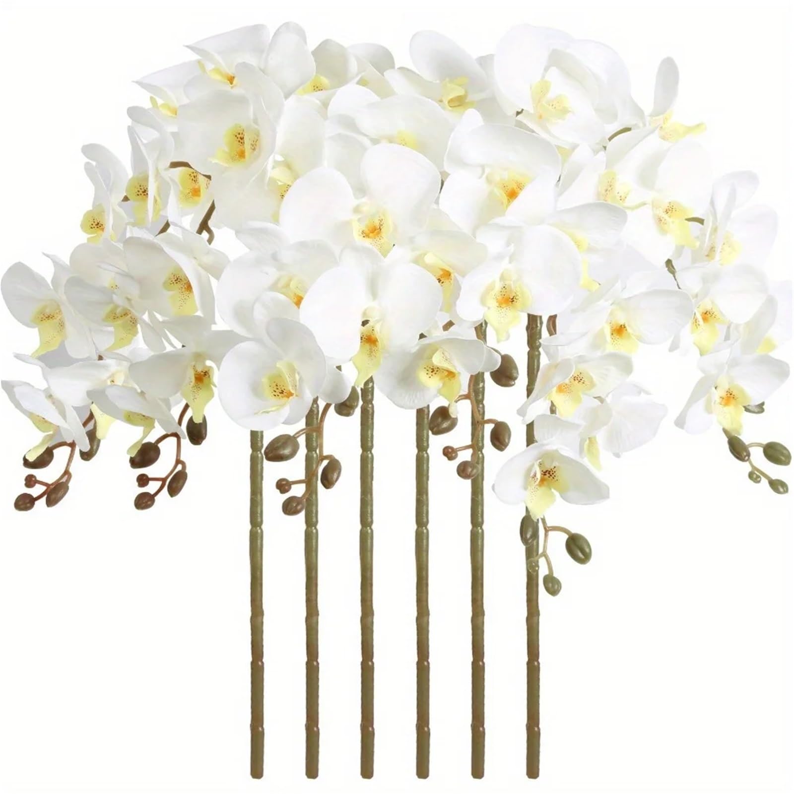 Artificial Flower Branches 6PCS Faux Orchid Velvet Orchids 38 Inch Artificial Flowers Long Stem For Home Wedding Decor(Color1)