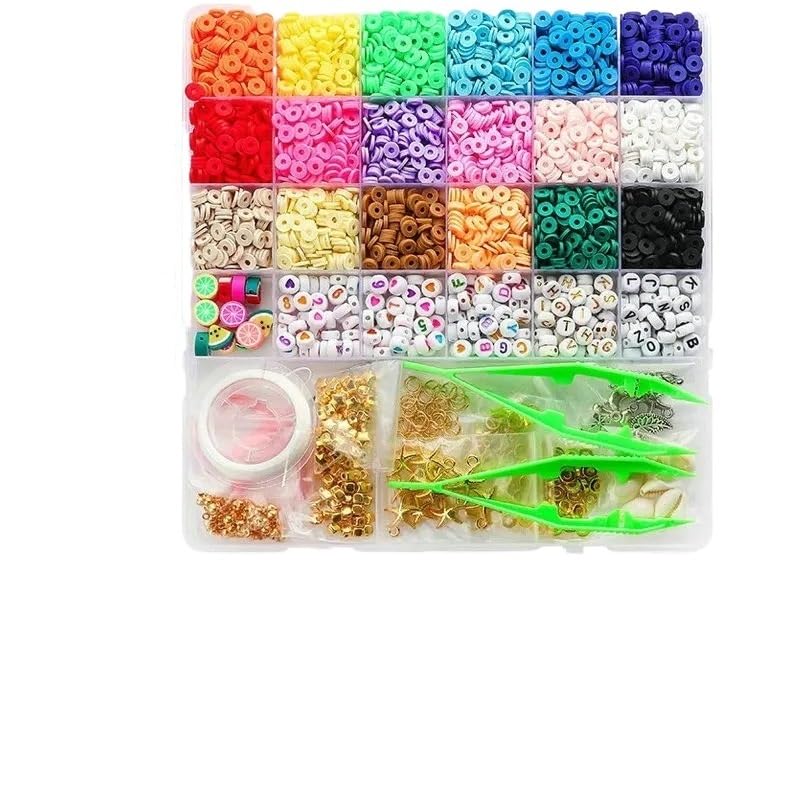 Abalorios Para Hacer Pulseras Kit de fabricación pulseras con cuentas arcilla, planas for joyería DIY