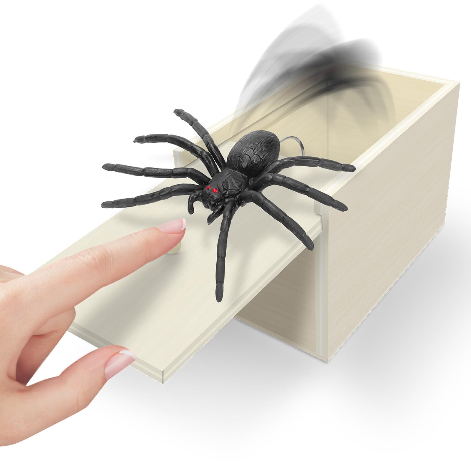 CdbC Spider Prank Box, Handmade Wooden Spider in a Box Prank, Funny Surprise Gift Box for Christmas April Fool Birthday Easter Halloween