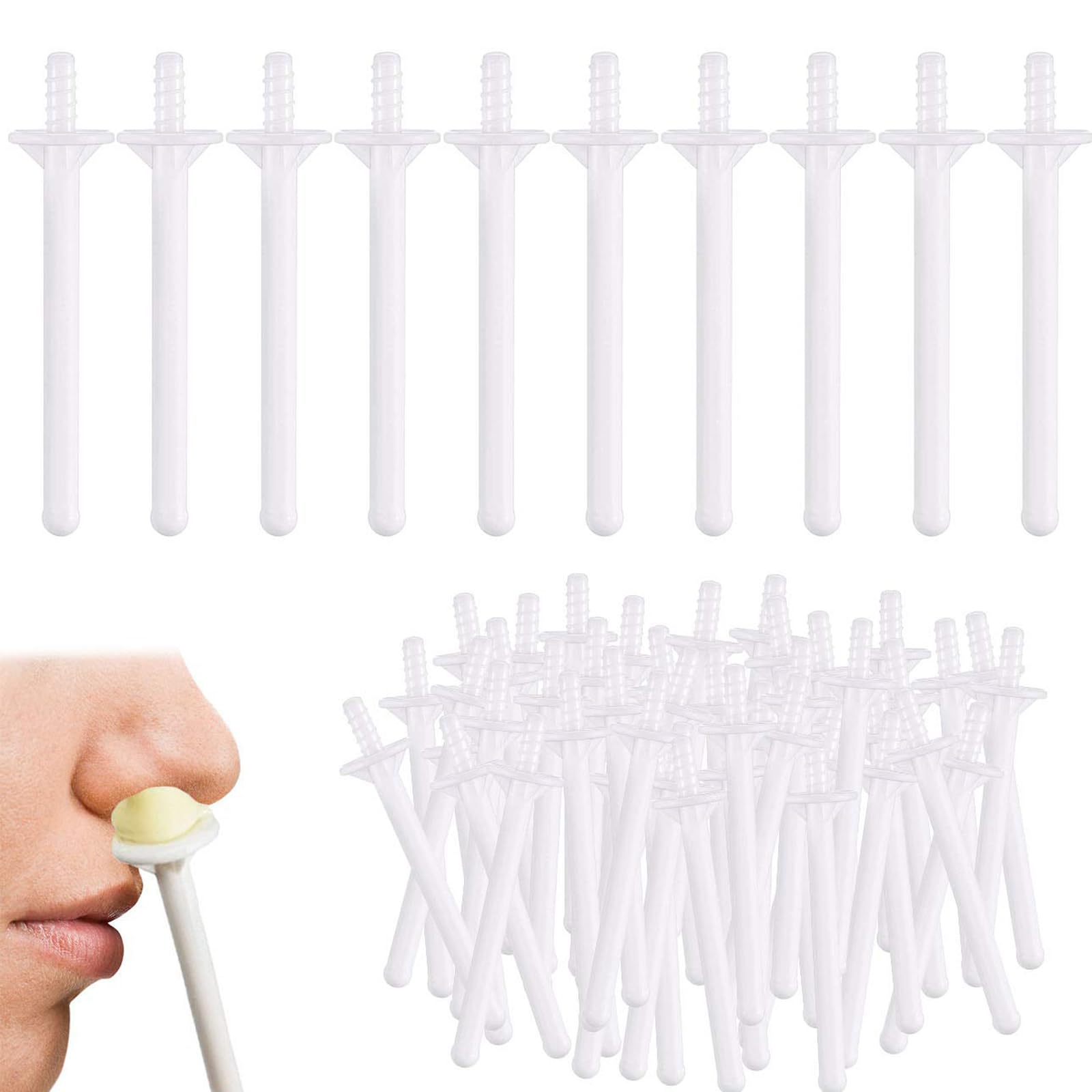 60 Pieces Plastic Wax Applicator Wands, Nasal Hair Removal Stick, Waxing Sticks Kit Accessories for Nostril Nasal Cleaning Ear Hairs Face Eyebrows Hair Removal for Men Women