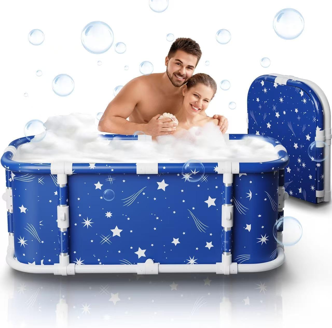 Baignoire portable Kiseely, rectangulaire, en métal, 120 cm, sans installation, moderne, polie, étoile magique MP1
