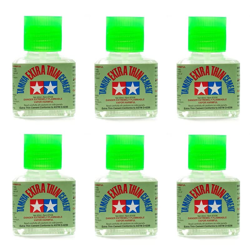 6 X Tamiya 87038 Extra Thin Liquid Cement Adhesive (40ml) SIX PACK