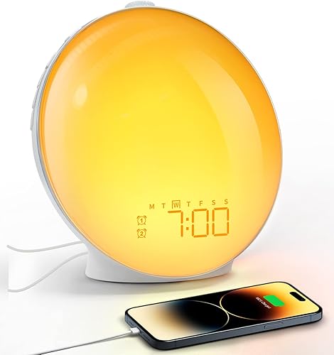 Dekala Sunrise Alarm Clock, Wake Up Light, Alarm Clock for Heavy Sleepers Adults Kids, Sunrise Sunset Simulation, Sleep Aid, Dual Alarms, FM Radio,