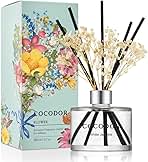 COCODOR Flower Reed Diffuser Set / 6.7oz / White Jasmine/Scent Diffuser with Sticks Home Fragrance Reed Diffuser for Bathroom Shelf Decor