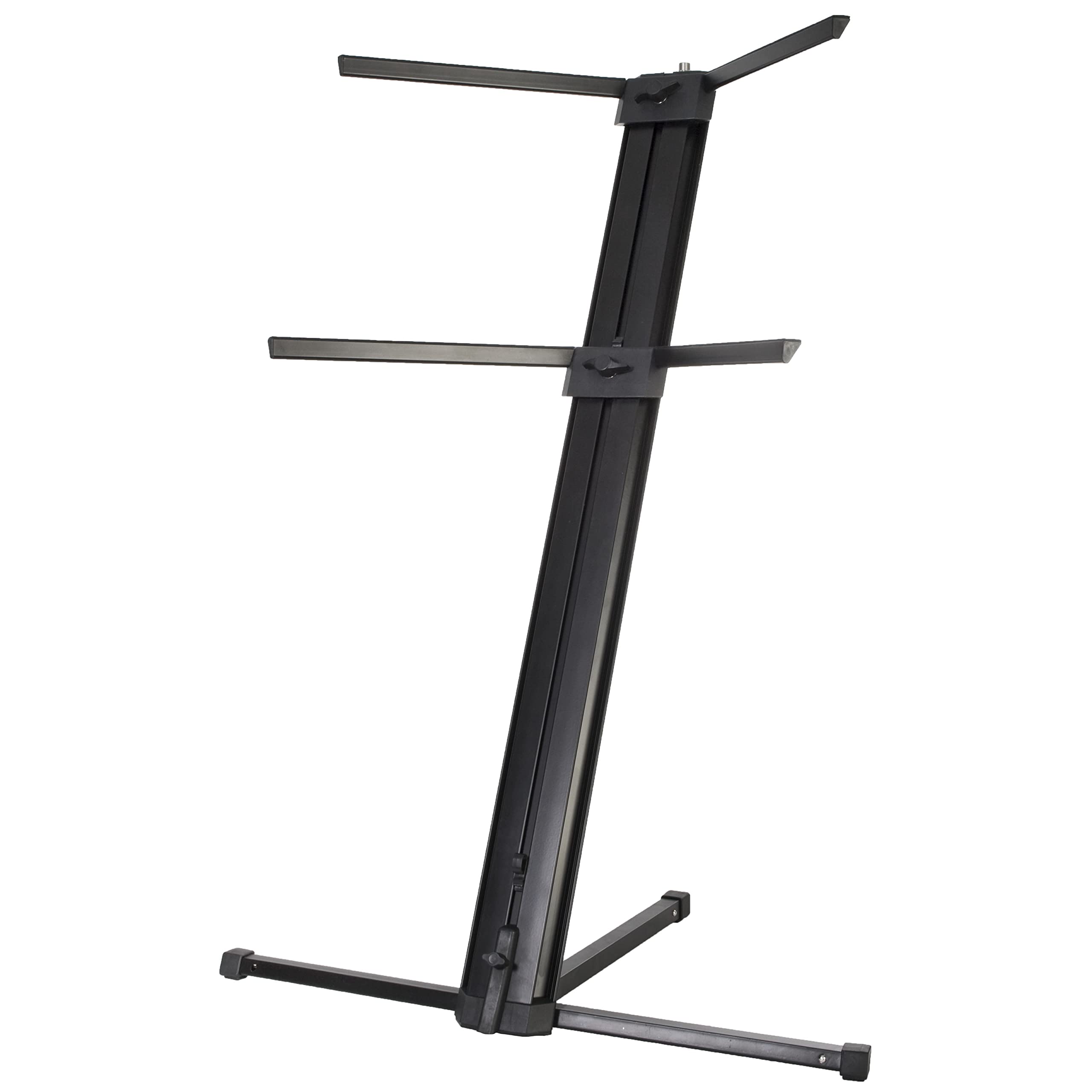 Höhenverstellbares Säulenstativ für Tasteninstrumente, 35 kg Tragkraft, 2 Auflagen, stabil, leicht aufbaubar, schwarz, 660-960 mm höhenverstellbar, 7,6 kg, Dual-Gewinde für Mikrofonarm