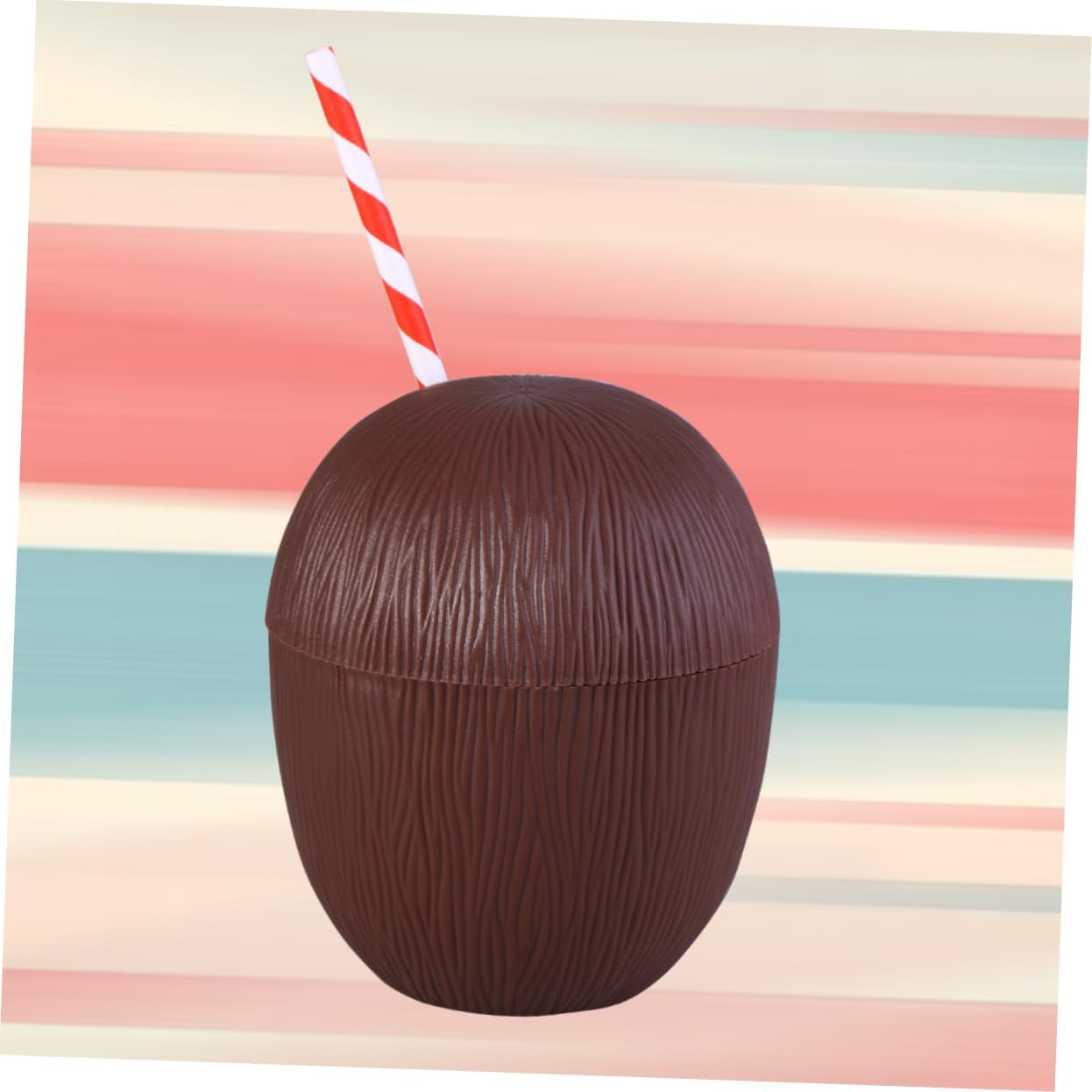 12Pcs Hawaii Coconut Cups Unique Containers Party Favors for Luau Beach and Summer Themes Fun Creative Design with Random Straws
