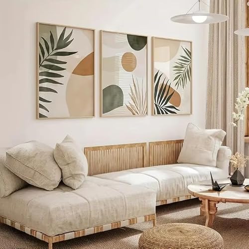 DFZEWKI Canvas Poster Modern Art Boho Floral Posters Century Mid Modern Wall Art Ideal Gift Bedroom Living Room Corridor Decor(70x100cm(28x39in) x3/No frame)