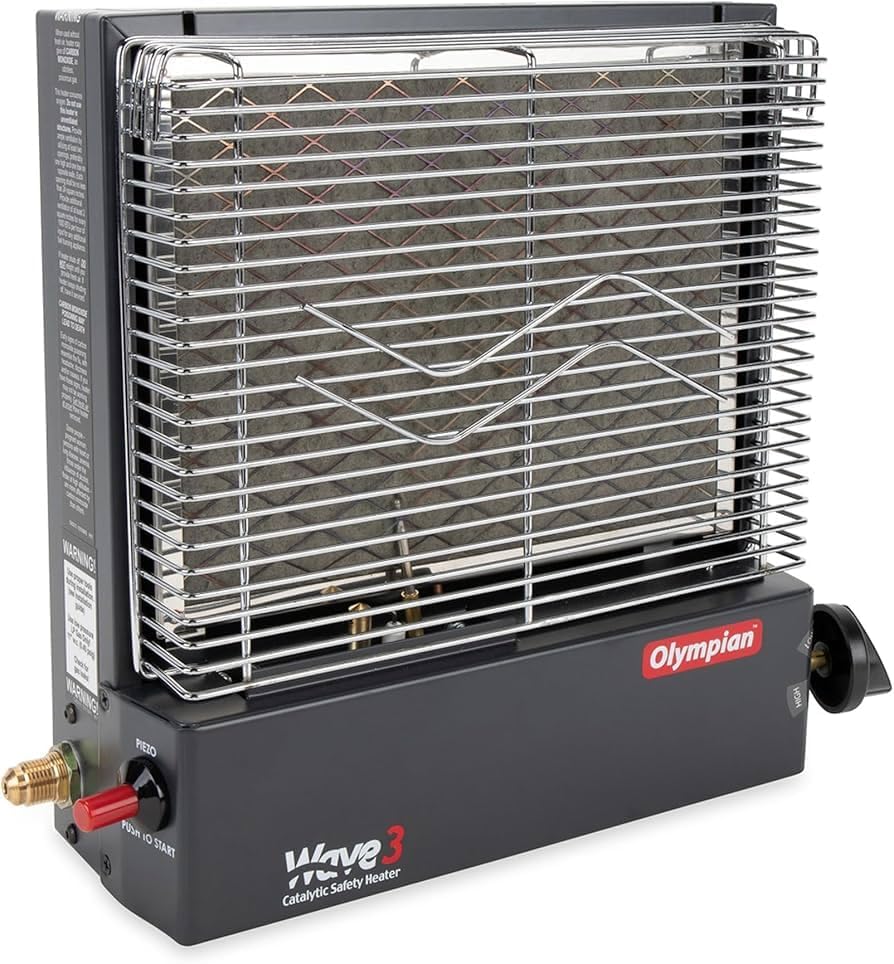Camco 57331 Olympian Wave-3 Catalytic Safety Heater – 3,000 BTU – Portable or Wall-Mount – Silent Operation – Heats Up to 130 sq. ft. – FREE Limited 3-Year Warranty