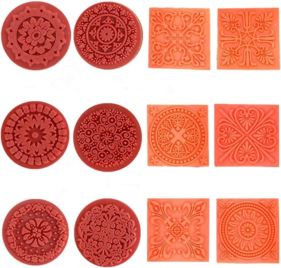 12 Pieces Wooden Stamps, Retro Vintage Floral Flower Pattern Rubber Stamp Set for DIY Craft Card Making Planner Scrapbooking Supplies