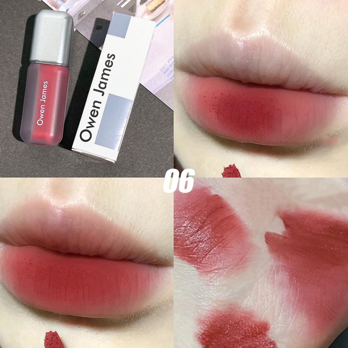 Juego de lápices labiales líquidos mate de 4 colores, brillo de labios coreano suave de terciopelo, taza antiadherente impermeable de larga duración, kit de regalo de maquillaje mate para 5