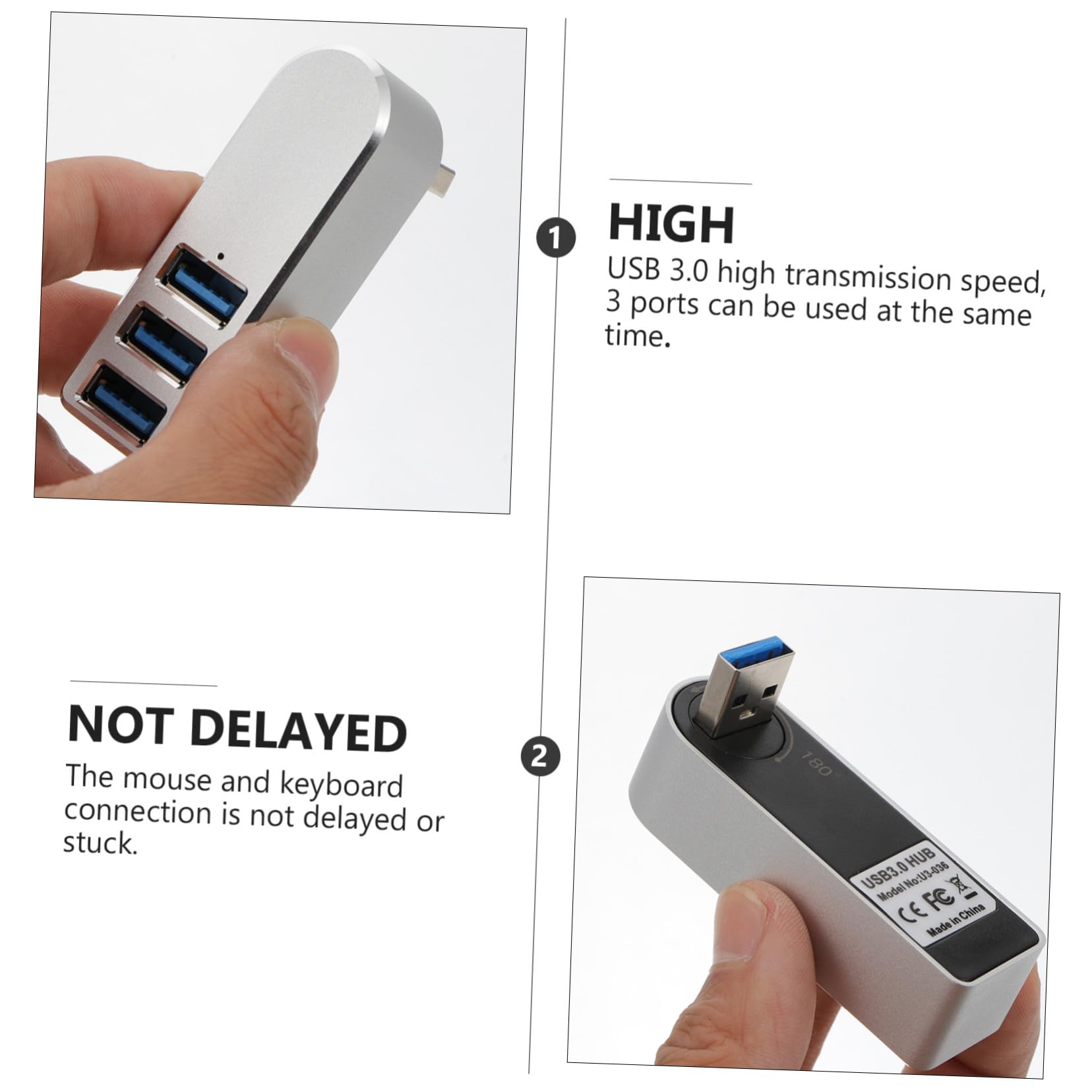 Uonlytech 2pezzi Usb Hub Usb Hub Multifunzionale Per Laptop Trasmissione Usare Adattatore Per Flash Mouse