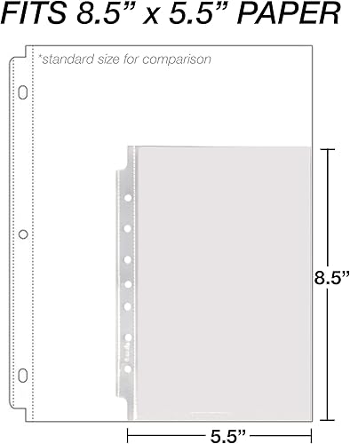 Miniatura 2 de Samsill Mini protectores de hojas 100 unidades, protectores de página de 5.5 x 8.5 pulgadas para carpeta mini de 3 anillas, hojas protectoras